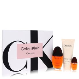 Obsession by Calvin klein -- Gift Set  3.4 oz Eau De Parfum Spray + 6.7 oz Body Lotion + .5 oz Mini EDP Spray for Women
