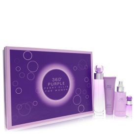 Perry ellis 360 purple by Perry ellis -- Gift Set  3.4 oz Eau De Parfum Spfay + .25 oz Mini EDP Spray + 4 oz Body Mist Spray + 3 oz Shower Gel for Women