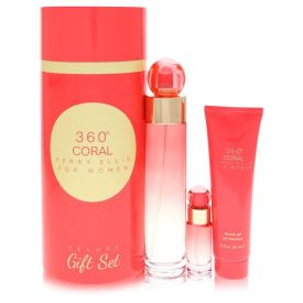Perry ellis 360 coral by Perry ellis -- Gift Set  3.4 oz Eau de Parfum Spray + .25 oz Mini EDP Spray + 3 oz Shower Gel for Women