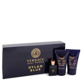 Versace pour homme dylan blue by Versace -- Gift Set  0.17 oz Mini EDT + 0.8 oz After Shave Balm + 0.8 oz Shower Gel for Men